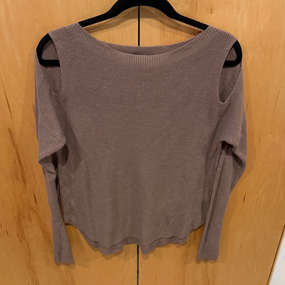 Cold-Shoulder Knit Sweater in Taupe